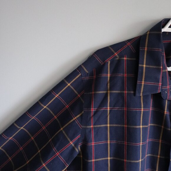 UNTUCKit Men's Navy XXL Georgio Plaid Slim Fit Cotton Button Down Collared Shirt - Picture 3 of 15